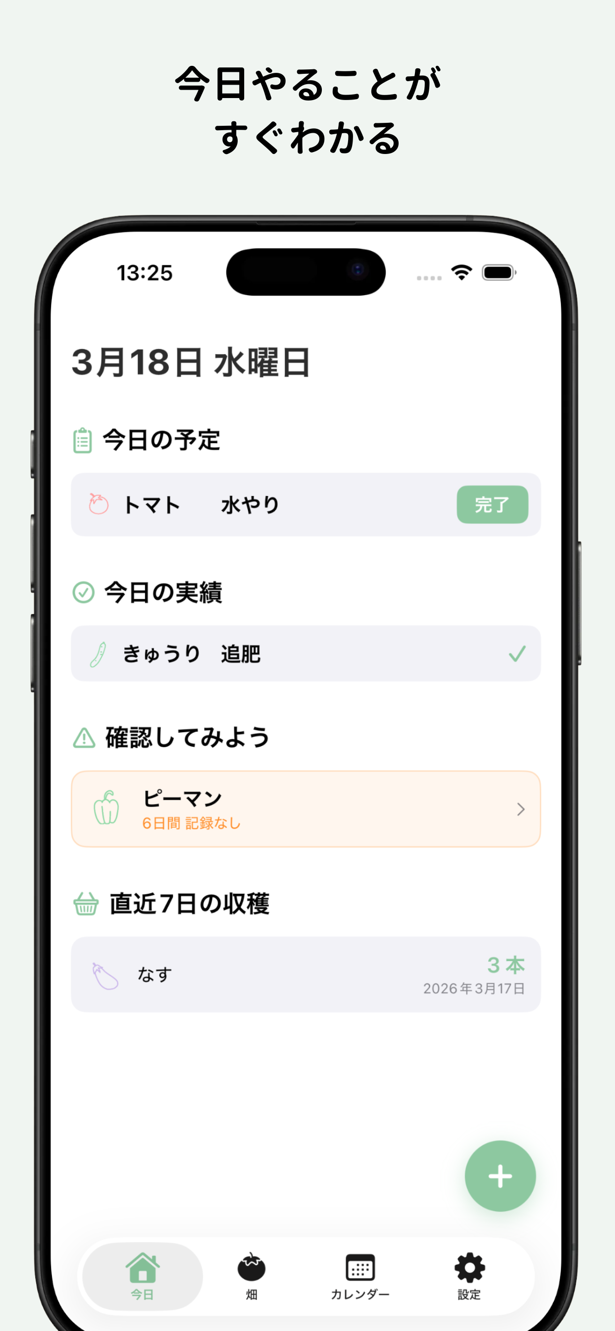 成長の記録とグラフの画面
